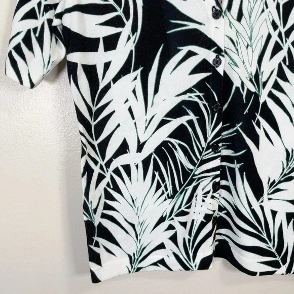 Talbots Tropical Leaf Fern Short Sleeve Button Sweater - Picture 10 of 16